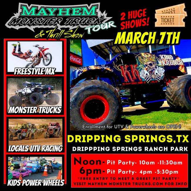 Mayhem Monster Truck Show - Evening Show | Dripping Springs, TX